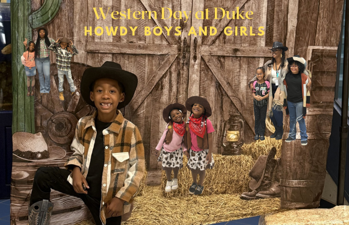  Staff and student dressed up in their western outfits